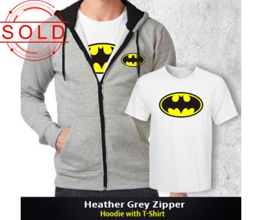 Heather Grey Zipper Hoodie with T-shirt
